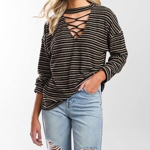 Buckle Black, Brown and White Striped Top - Gilded Intent from Buckle
